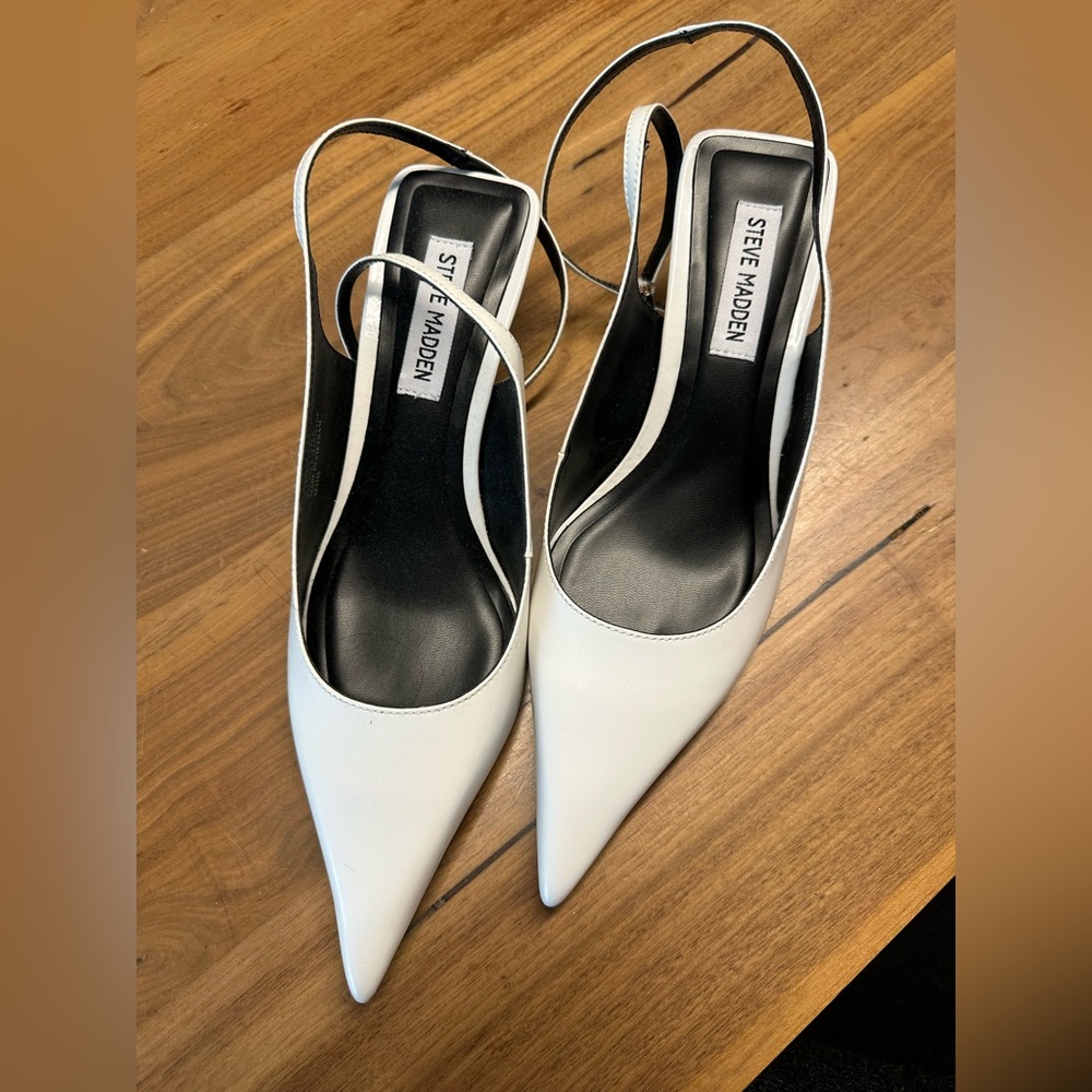 Steve Madden White Pointed-Toe Heels